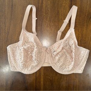 Wacoal Halo Size 36DD Tan Beige Unlined Lace Back Close Underwire Bra 851205